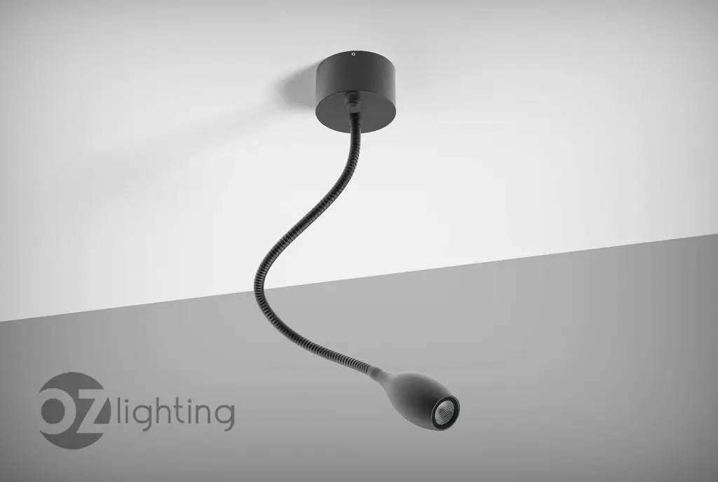 Flexible architectural LED spotlight "Soft Flex" by OZ Lighting, engineered with an adjustable neck for precise task, accent, and reading illumination.